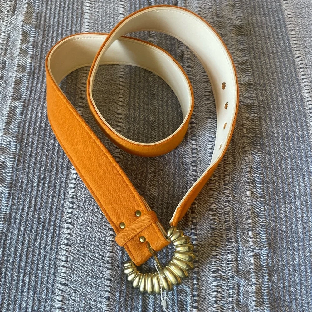Vintage Gold & Orange Cloth Belt - Picture 5 of 8
